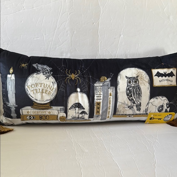 Unique Cynthia Rowley Curious Halloween Light Up Fortune Teller Skull Pillow - Picture 2 of 13